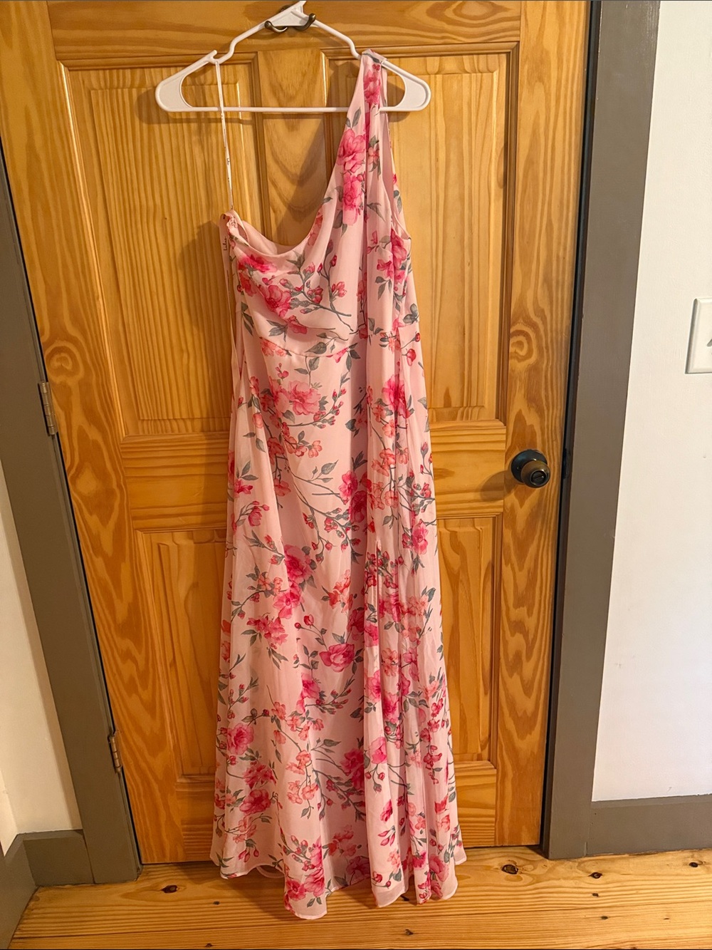 Pink Floral One-Shoulder Women's Dress